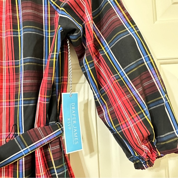 NWT Draper James 3/4 Sleeved Red Plaid Tiered Open Bow Back Dress Size Small - Picture 6 of 10